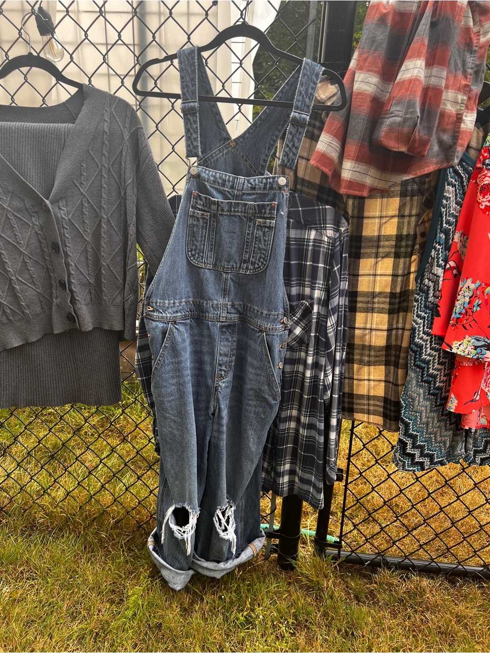 Old Navy Blue Distressed Denim Overalls